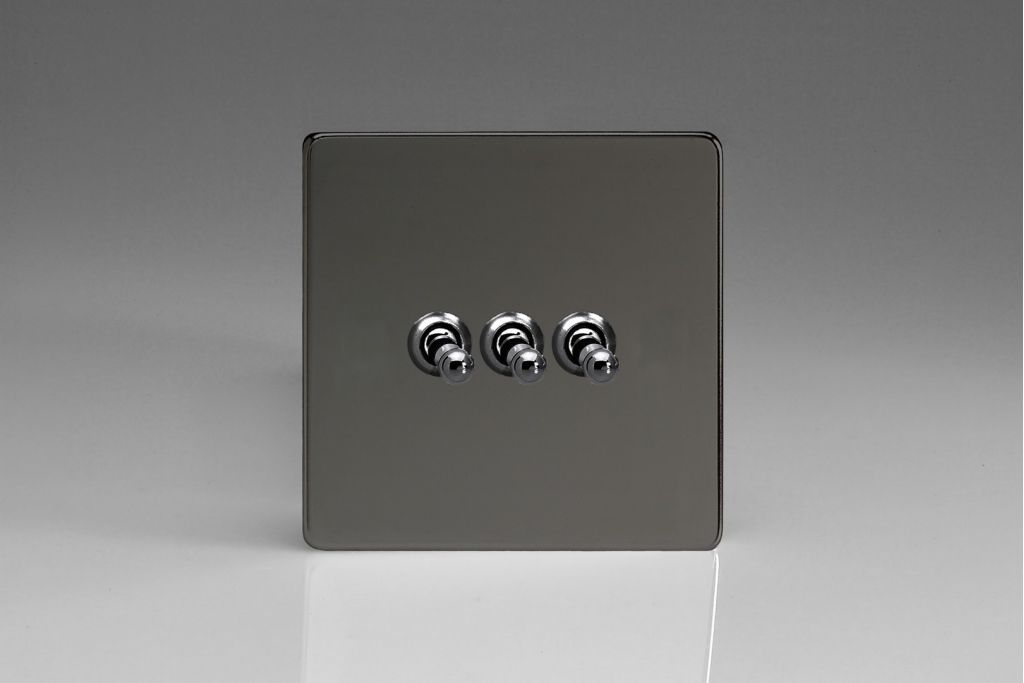 Switch Iridium Triple Toggle 10A 3-Gang 2-Way Screwless Varilight XDIT3S