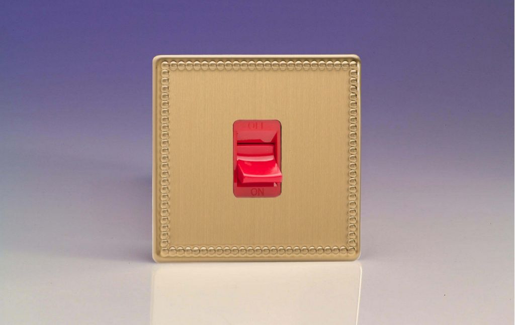 Switch Brass 45A Cooker Jubilee Brushed + Red Insert Varilight XDY45SS.JB