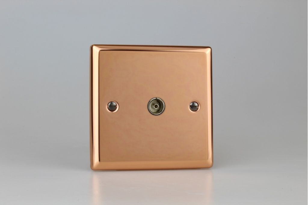 Coaxial Socket Copper TV Co-Axial Urban Polished Plain Insert Varilight XY8.CU