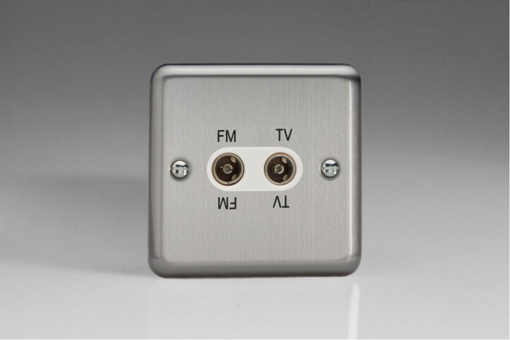 Coaxial Socket Silver Diplex TV + FM Classic Matt Chrome White Insert Varilight