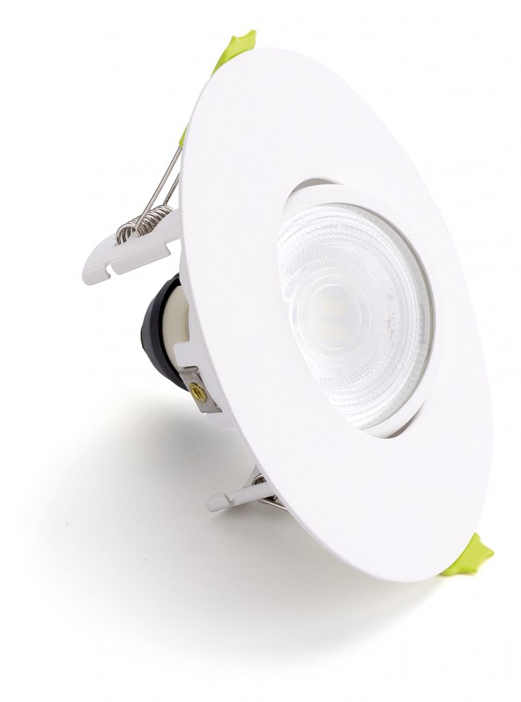 Downlight White Evofire GU10 Tilt 110mm Round Integral ILDLFR70K182