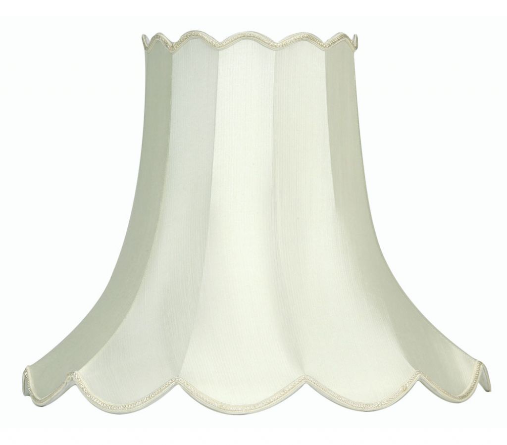 Lampshade Cream 15"" Scallopped Ivory Faux Silk 375mm Oaks Lighting S701/14 IV