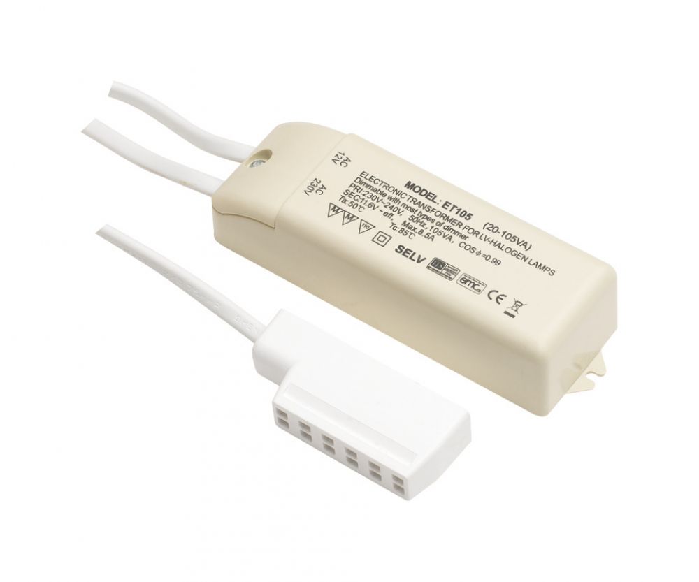 Transformer for 20w105w of low voltage halogen lighting, 6way, AMP