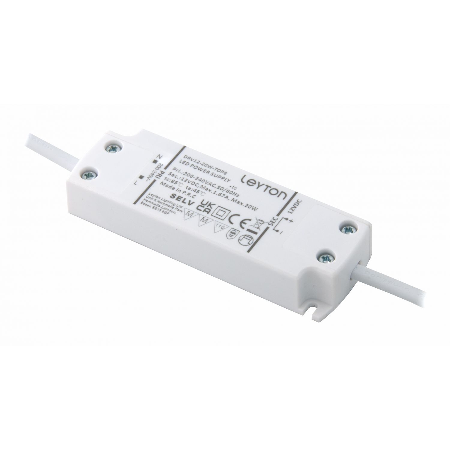 12v, 10w Mains Dimmable LED Driver, TOP output socket, DRV12D-10W
