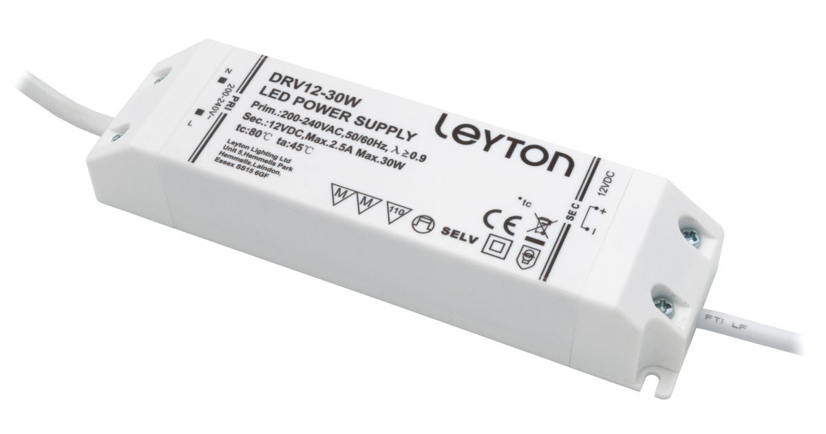 DRV12-30W-JB6: 12v, 30w LED Driver, JB Output Socket