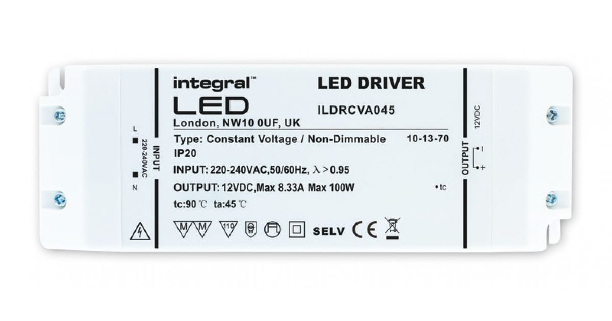 ILDRCVA045: 12v LED Driver 100w, Screw Terminals