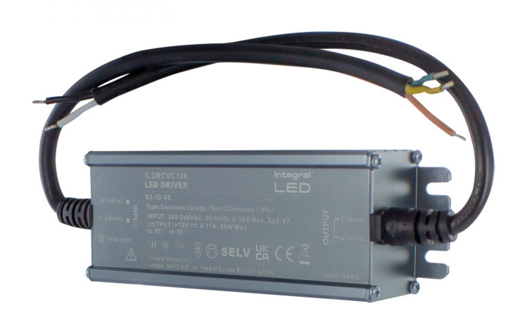 ILDRCVC129: 12v LED Driver 50w, IP67 : Integral LED