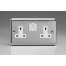 XS5W: 13A Socket, 2-Gang, 2 Pole, Classic Matt Chrome