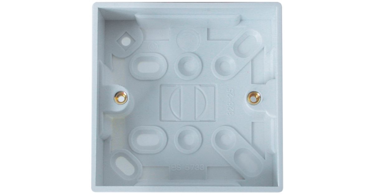 Lyvia Electrical 3897 16mm Pattress Box with Earth Terminal, 1 gang