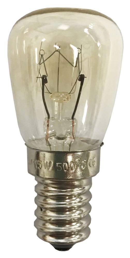 235v 15w pizza oven light bulb (500 degrees, SES, E14, small screw