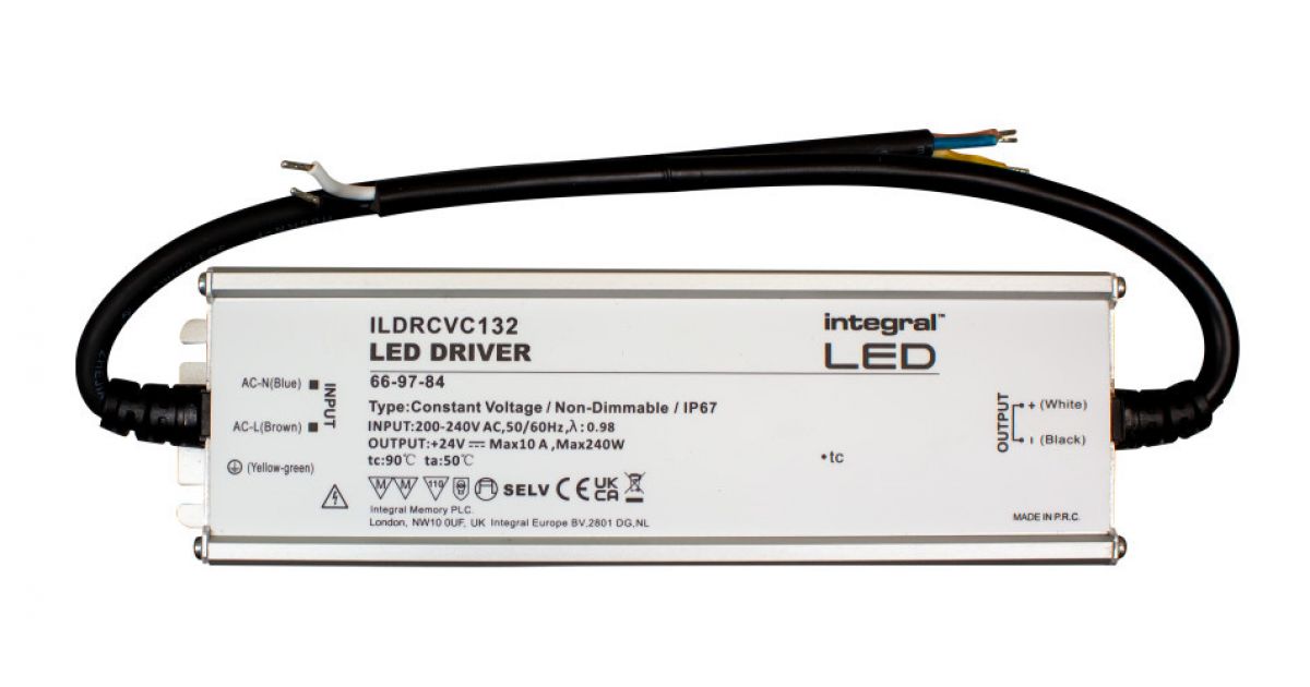ILDRCVC132: 24v LED Driver 240w, IP67 : Integral LED