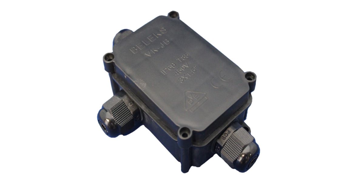 1927: 3-Way IP66 Connection Box, Black, 1input+2outputs