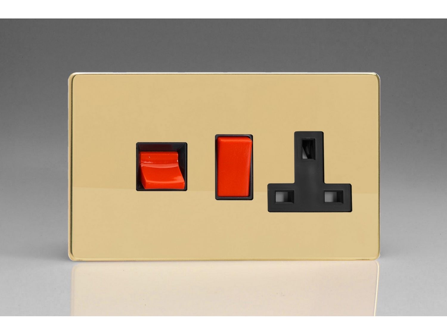 Herdanschlussdose 45A 13A Varilight Kochfeld-Steckdose In Kupfer – 45A Schalter + 13A Sockel, Poliertes Metall