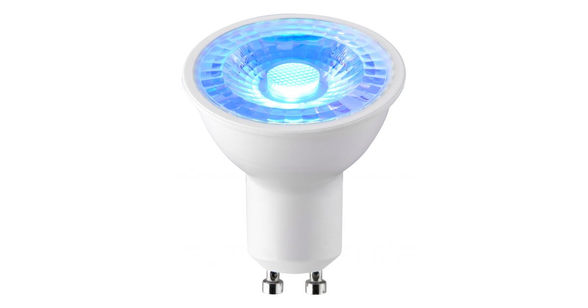 92537: 5w LED GU10 Bulb, Blue, Non Dimmable, 45lm, 38° Beam