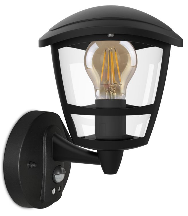 Kosnic DAIBBLK/S Daintree Wall Light, IP44, black, PIR motion sensor
