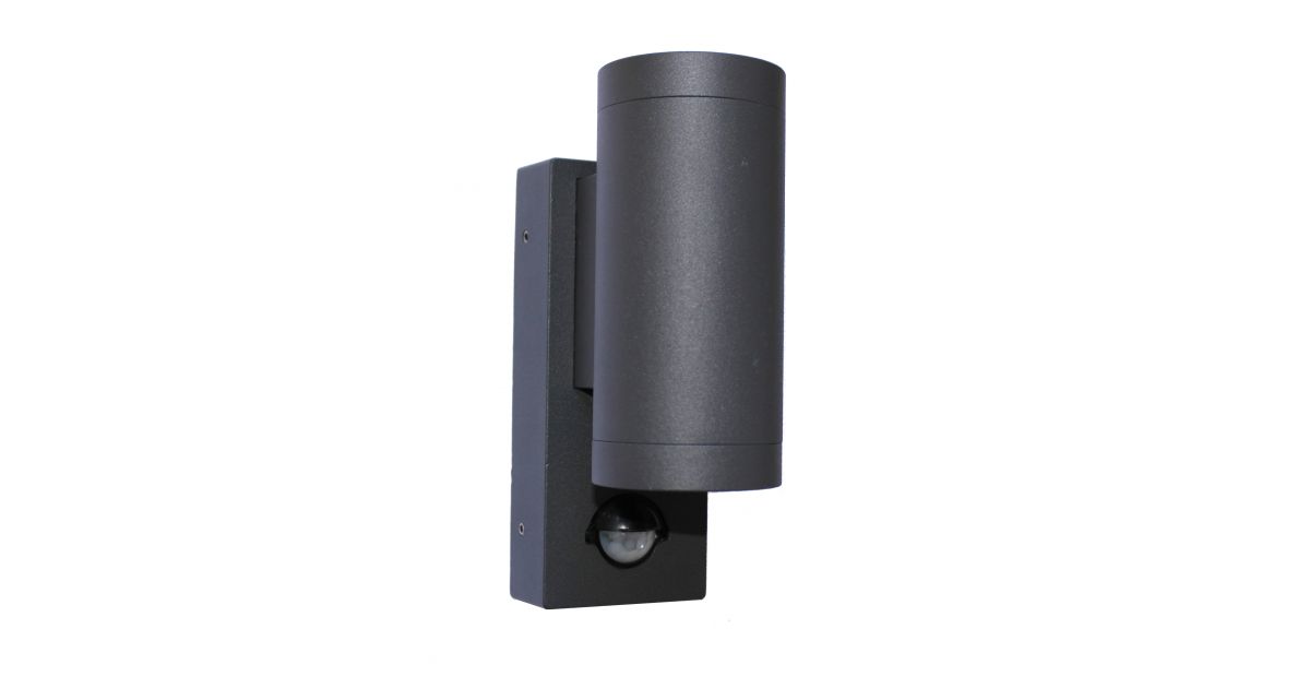 Declan 7 Sensor UD-6W-3K-PIR: Declan Double Wall Spot IP44 LED Twin Outdoor