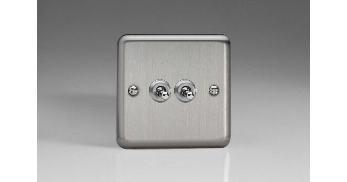 XST2: Double Toggle Switch, 10A, 2-Gang, 2-Way, Classic Matt