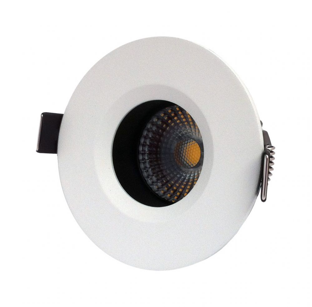Elan Dimmable Baffled LED Downlight, IP44, matt white, warm white, ELAN