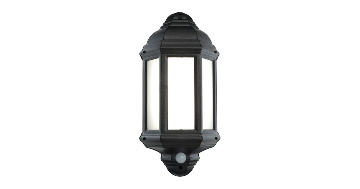 54553: Halbury LED Wall Light, Matt Black, PIR : Saxby