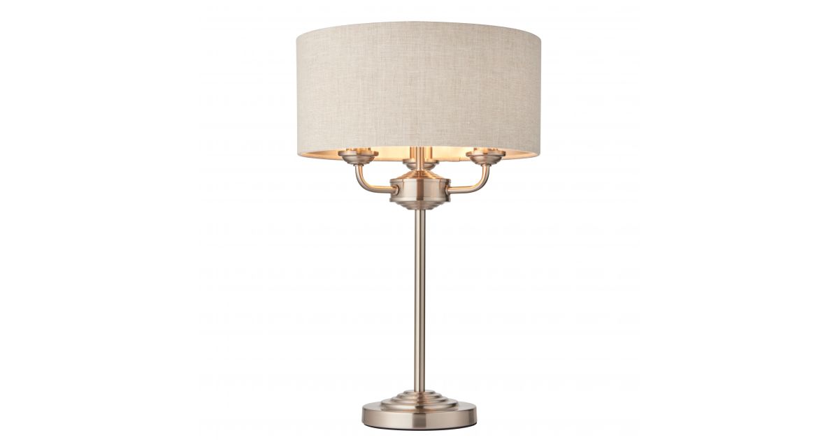 94369: Highclere Table Light, Brushed Chrome, Natural