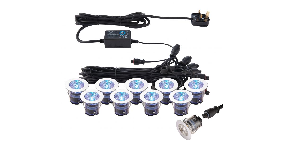 Saxby 76616 IkonPRO CCT 35mm Decking Light Kit, IP67, Blue, 6500K