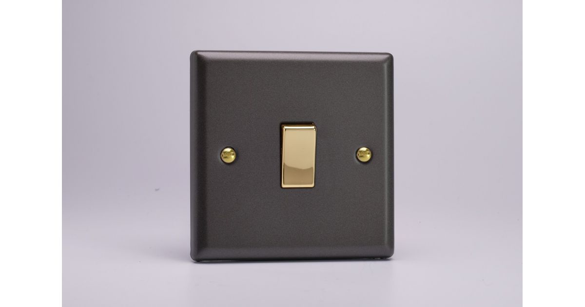 XY7V.SL: Intermediate Light Switch, 10A, Vogue Slate + Brass