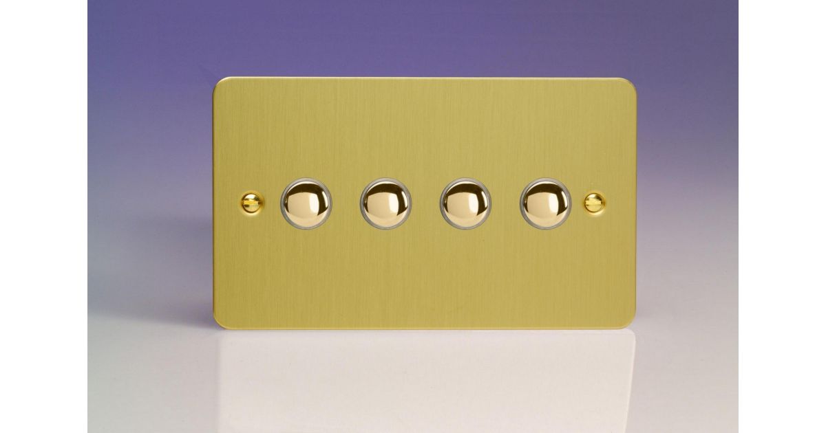 Varilight XFBM4 Quad Momentary Switch, 6A, 4gang, ultraflat brushed