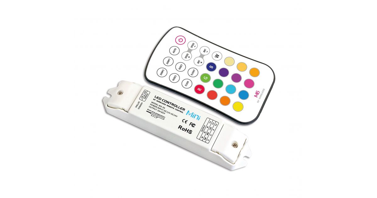 ILRC002: RF Receiver + Button Remote For RGB LED Tape, 216w