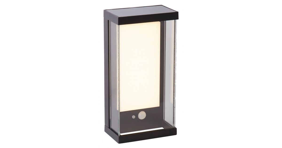 67419BK: Solar LED Wall Light, IP54, Black, 2w, 246lm, PIR