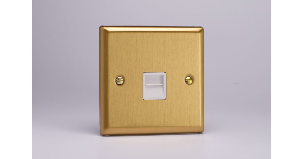 XBTSW: Telephone Extension Socket, classic brushed brass