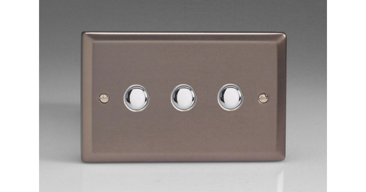 XRM3 Triple Momentary Switch, 6A, 3gang, classic pewter