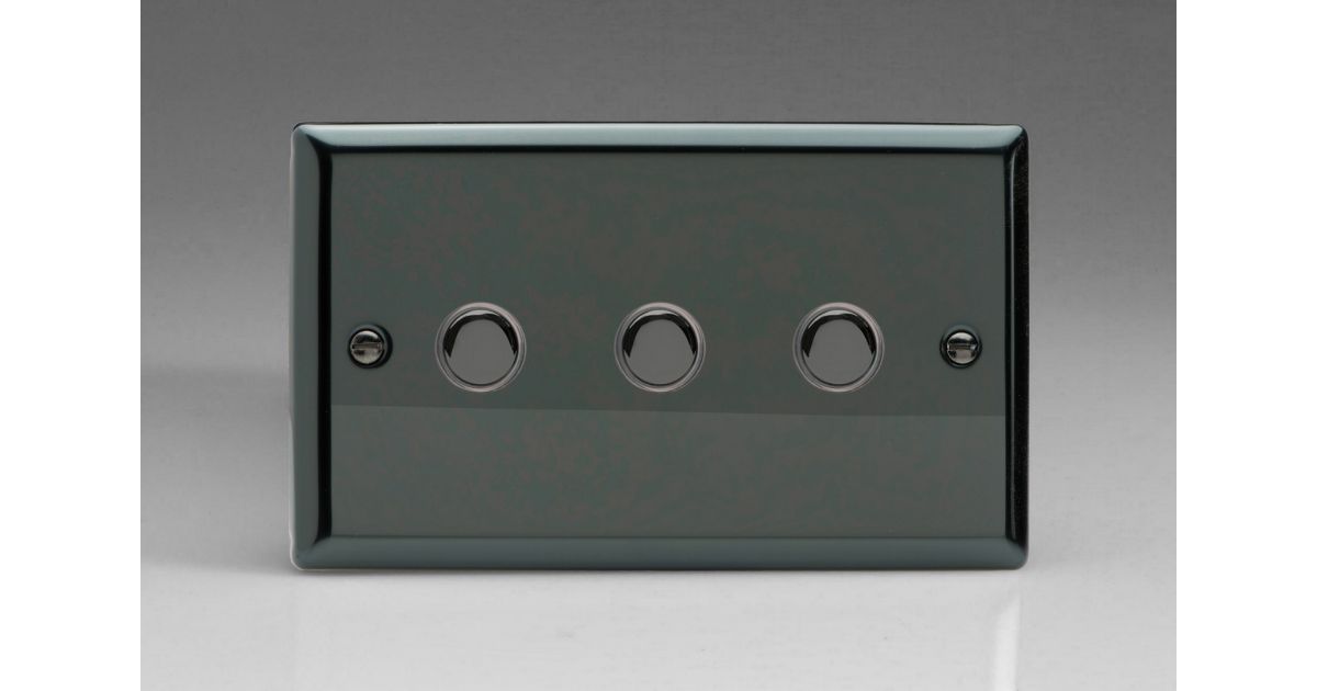 XIP3: Triple Push Switch, 6A, 3-gang, 2-way, classic iridium